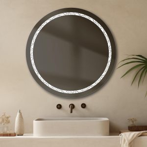Espejo modelo Dalia Redondo de Xpertials en un ambiente de baño