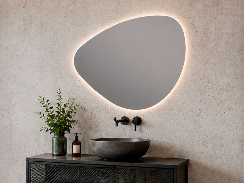 Espejos de baño con luz decorativa de formas