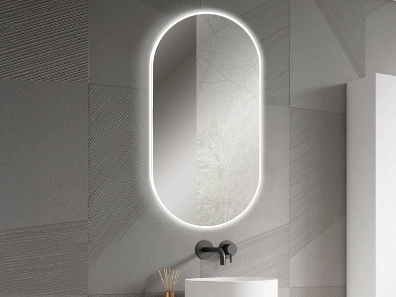 Espejos de baño con luz frontal y decorativa de formas