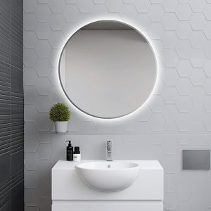 Espejo modelo Salma Redondo de Xpertials en un ambiente de baño